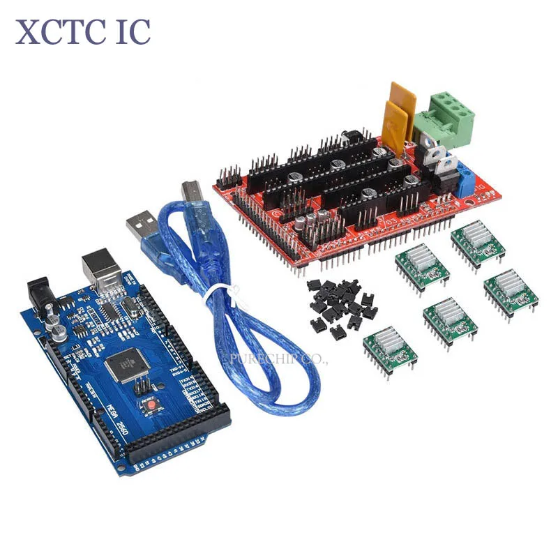Carte de développement RAMPS 1.4, contrôleur A4988, pilote d'imprimante 3D, kit MEGA2560 R3