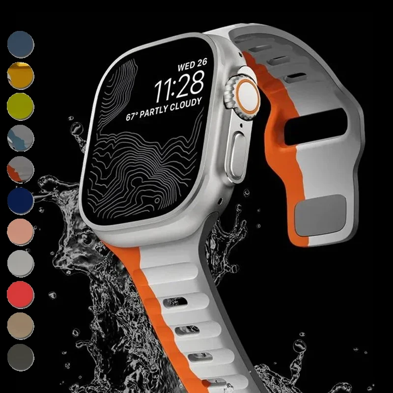 Silicone Strap For Apple Watch Band Serise 9 8 5 6 7 Ultra 2 49mm 44mm Soft sport bracelet Watchband iwatch 45mm 42mm 41mm 42mm