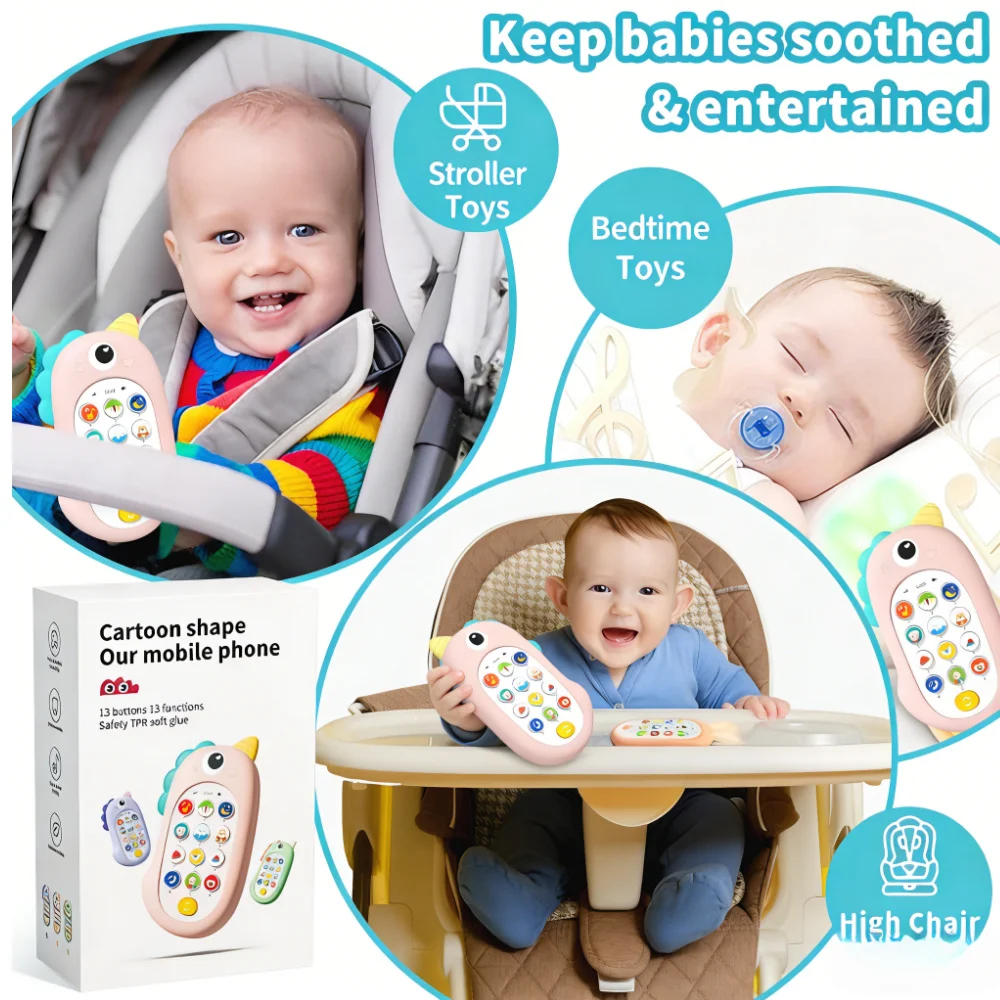 Unicorn Silicone Musical Baby Phone Toy for Toddlers 1-3, 13 Functions, 6-12M Babies, Educational Learning Developmental gift