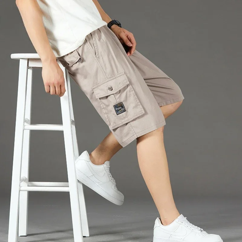 

Летние потертые хлопковые шорты-карго до колена, мужские спортивные повседневные шорты-бермуды, полукороткие брюки для гольфа, прямые шорты для бега, спортивные шорты, брюки