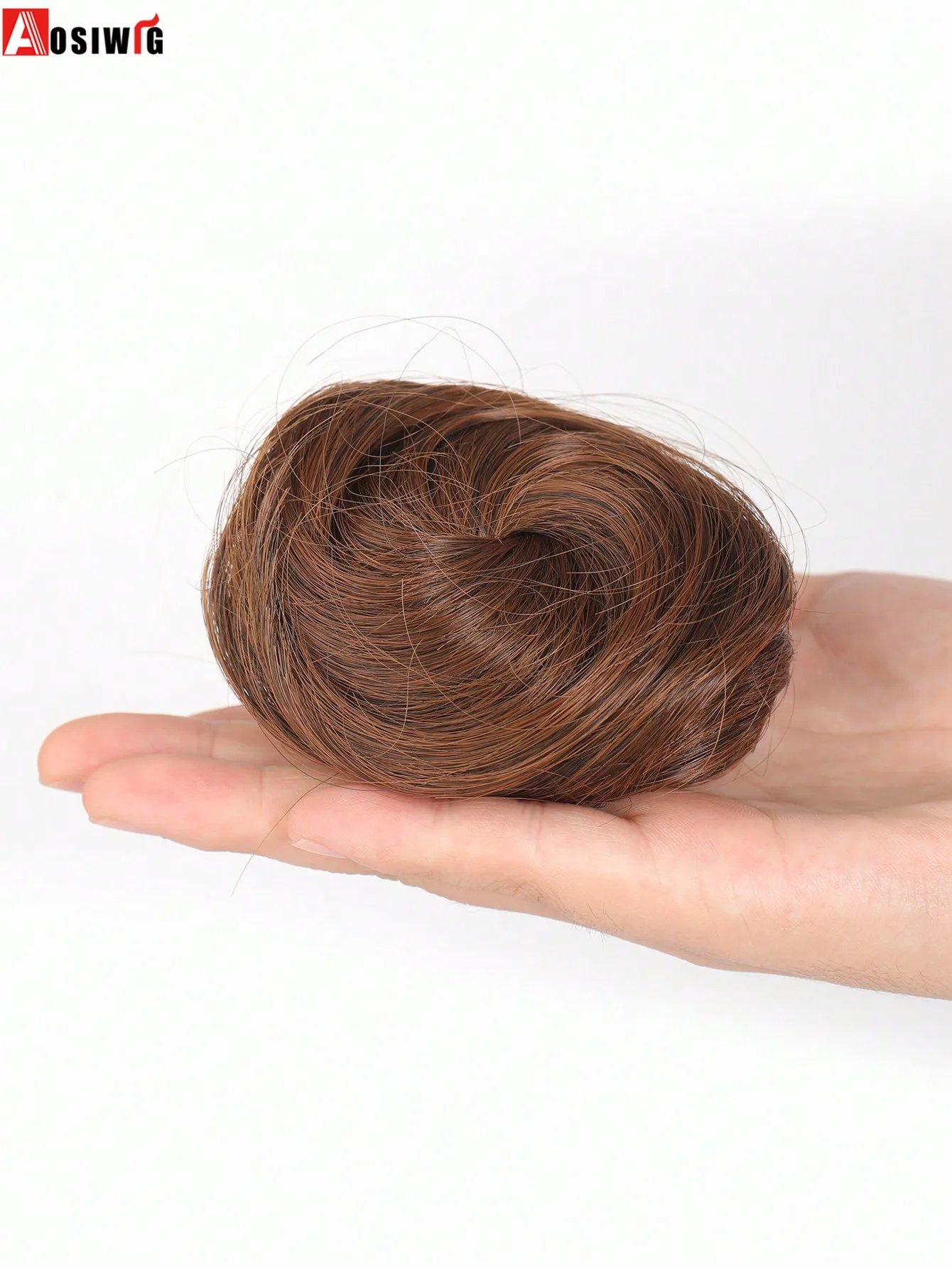 Aosiwig klip rambut palsu untuk wanita, wig sintetis keriting berantakan, ikat rambut Sanggul elastis karet donat, klip cakar rambut palsu