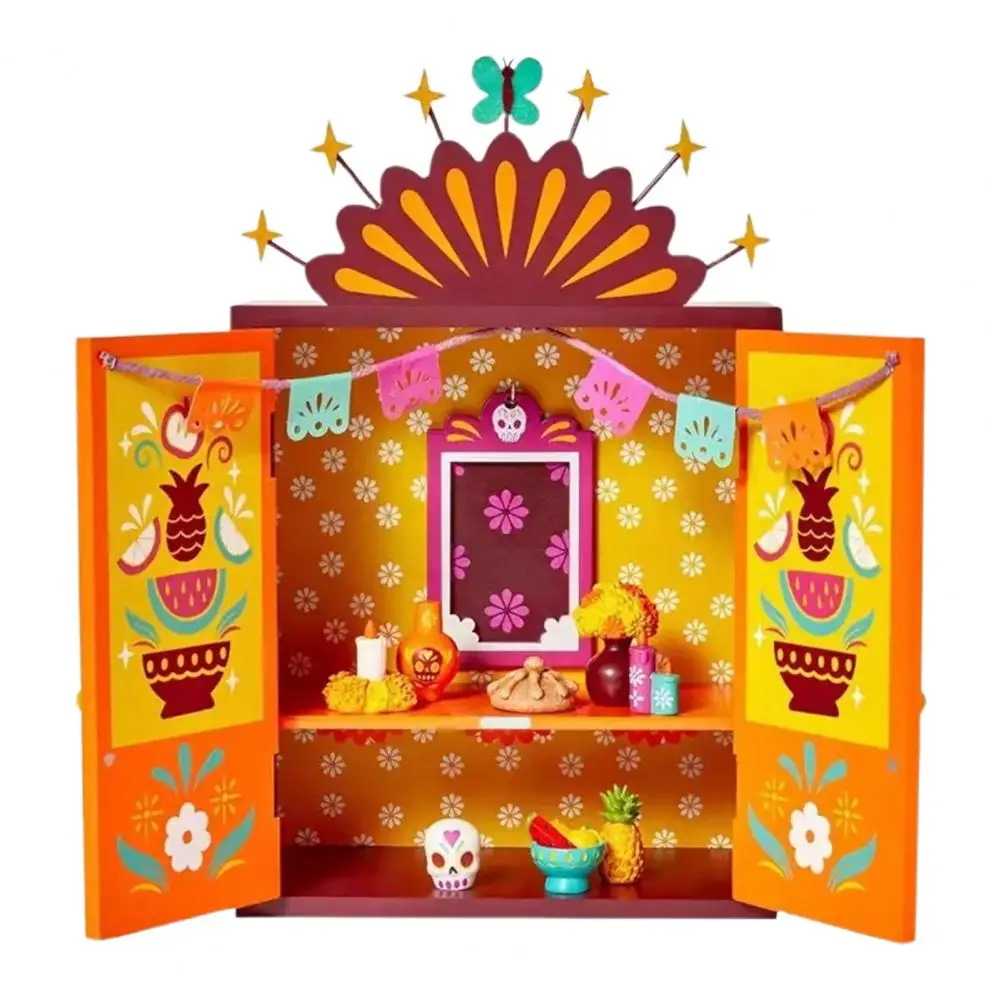 Mexican Pattern Altar Box Day of Dead Altar Box with Memory Picture Frame Mexican Pattern Home Decoration Shadow Box for Day