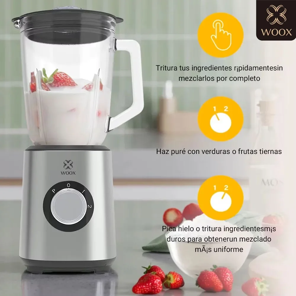WOOX Frullatore elettrico da 1000 W con caraffa in vetro da 1,5 litri, 10 lame 3D, 2 velocità, ideale per frullati e per mescolare in cucina
