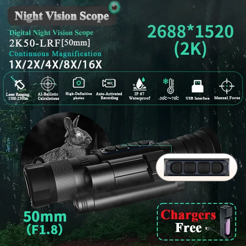 

Free shipping 2K infrared device russian day and night vision goggles scope glasses Laser Ranging 600M Ballistic Calculator