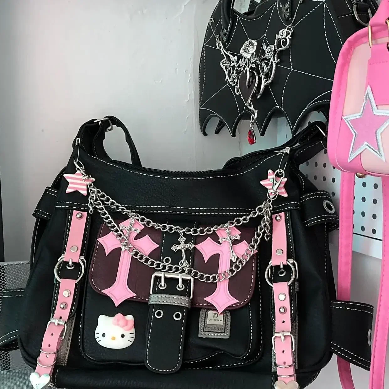 Kawaii Sanrio Hello Kitty Y2K Handbags Fashion Leather Bag Crossbody Female Crossbody Tote Message Bag Accesorios for Girl Women