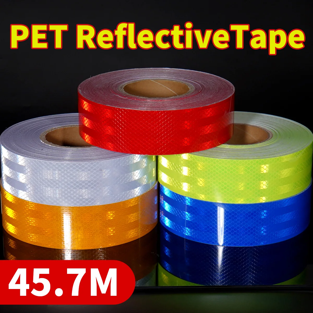 

45.7M Car Truck Reflective Safety Tape Waterproof Trailer Reflector Sticker Warning Adhesive Tape for Vehicle Safety
