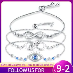 Bracciale argento 925 originale regolabile Fantasy Lucky Symbol Pink Flower zircone bracciali Fit Charms fai da te regali di gioielli di compleanno