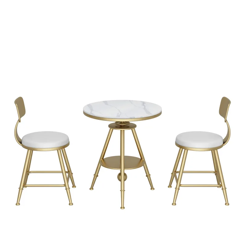 

Lifting White Gold Metal Cafe Furniture Set Cafe Table and Chair Set