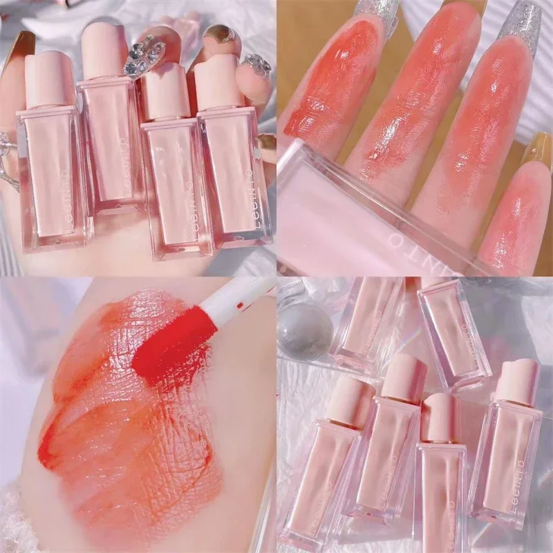 Brillo de labios de agua con espejo, lápiz labial líquido de cristal brillante, bálsamo labial hidratante resistente al agua, Cosméticos de maquillaje, nkeс......тика