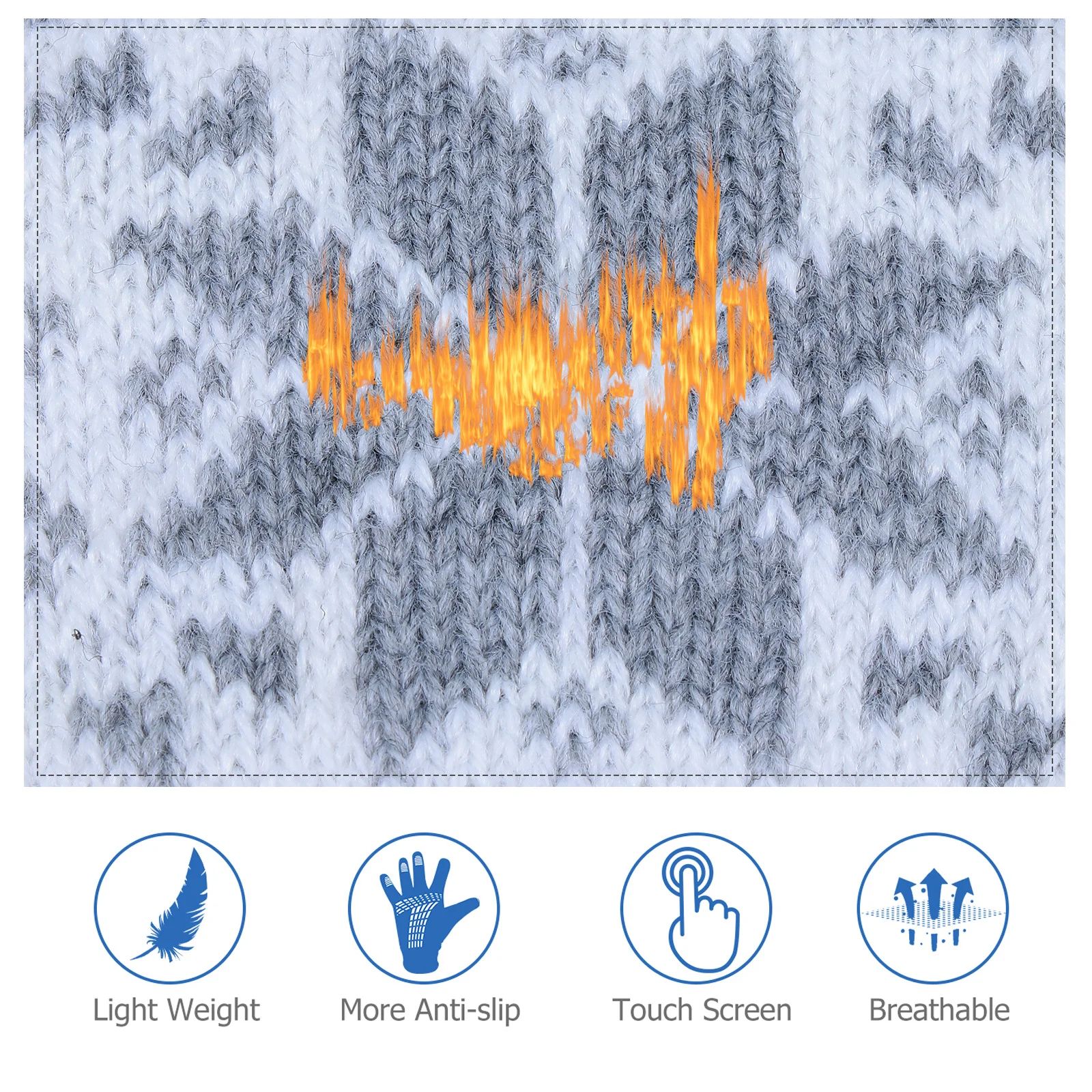 

1Pair Touch Screen Gloves Winter Knitted Warm Windproof Full-Finger for Outdoor Sports Driving Hiking Running Commute