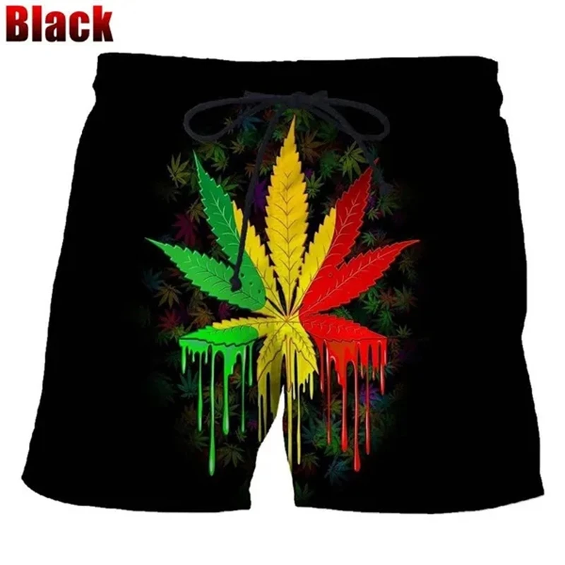 Summer New Cool 3d Weed Green Leaf Print Shorts Men's Fashion Casual Shorts Hawaiian Beach Holiday Party Men's Shorts Clothing