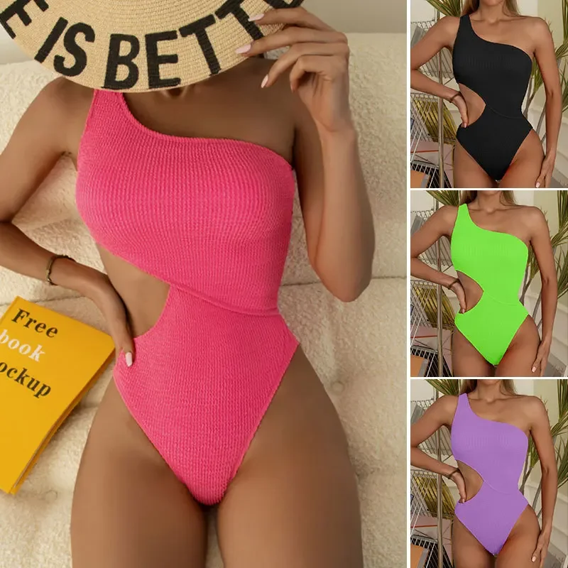 Maillot de bain une pièce sexy pour femmes, monokini texturé, tenue de plage, nouvelle collection 2022