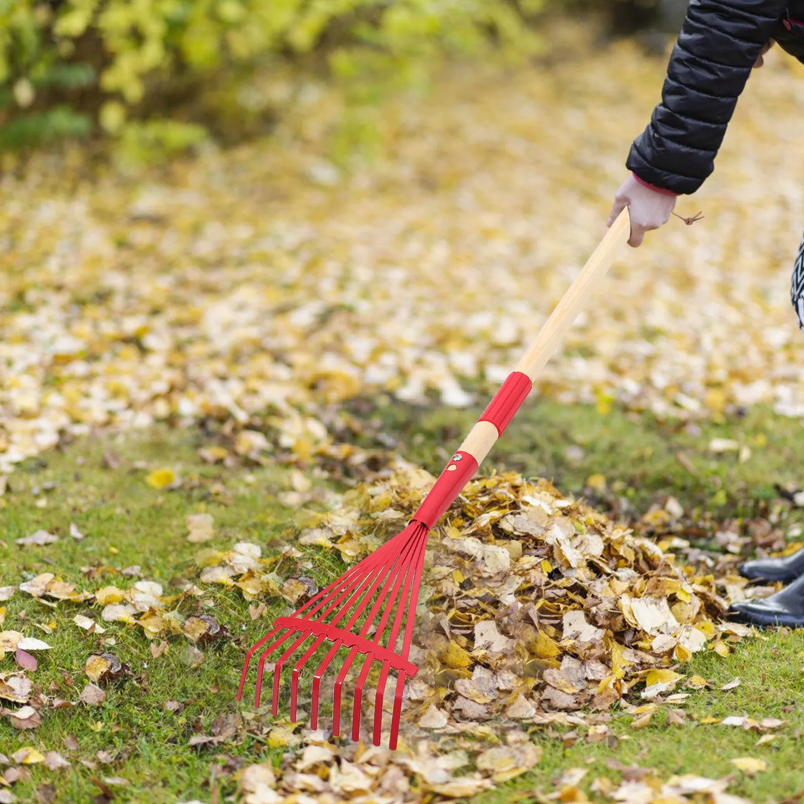 

Съемные деревянные грабли для газона, маленькие, легкие, садовый инструмент для уборки листьев, грабли для улицы, для использования на газонах