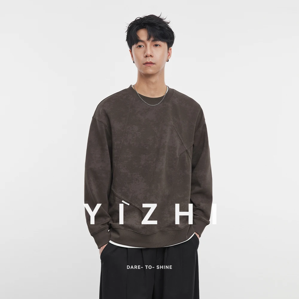 Felpa girocollo americana retrò tie-dye da uomo 2025 Primavera e autunno Nuovo design alla moda Top a maniche lunghe Pullover da uomo