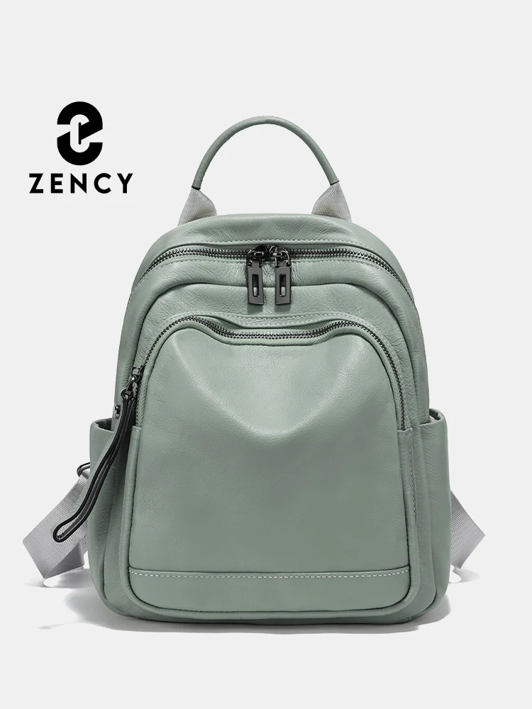 Zency 100% Genuine Leather Stylish Backpack For Women Large Capacity Travel Rucksack New Knapsack For Ladies Satchel SchoolBag