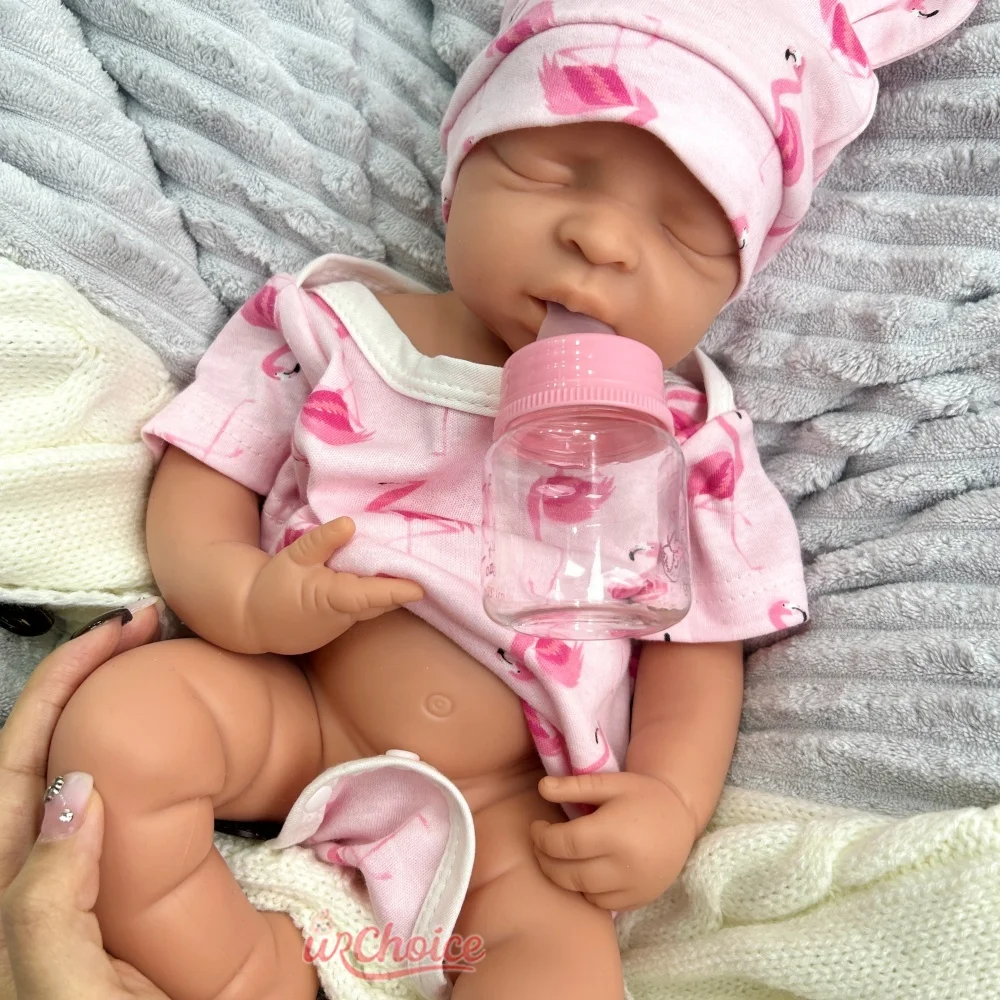 

17Inch Asleep Girl Adorable Silicone Reborn Baby Can Use Pacifiers Soft Lifelike Waterproof Educational Doll for Birthday Gift