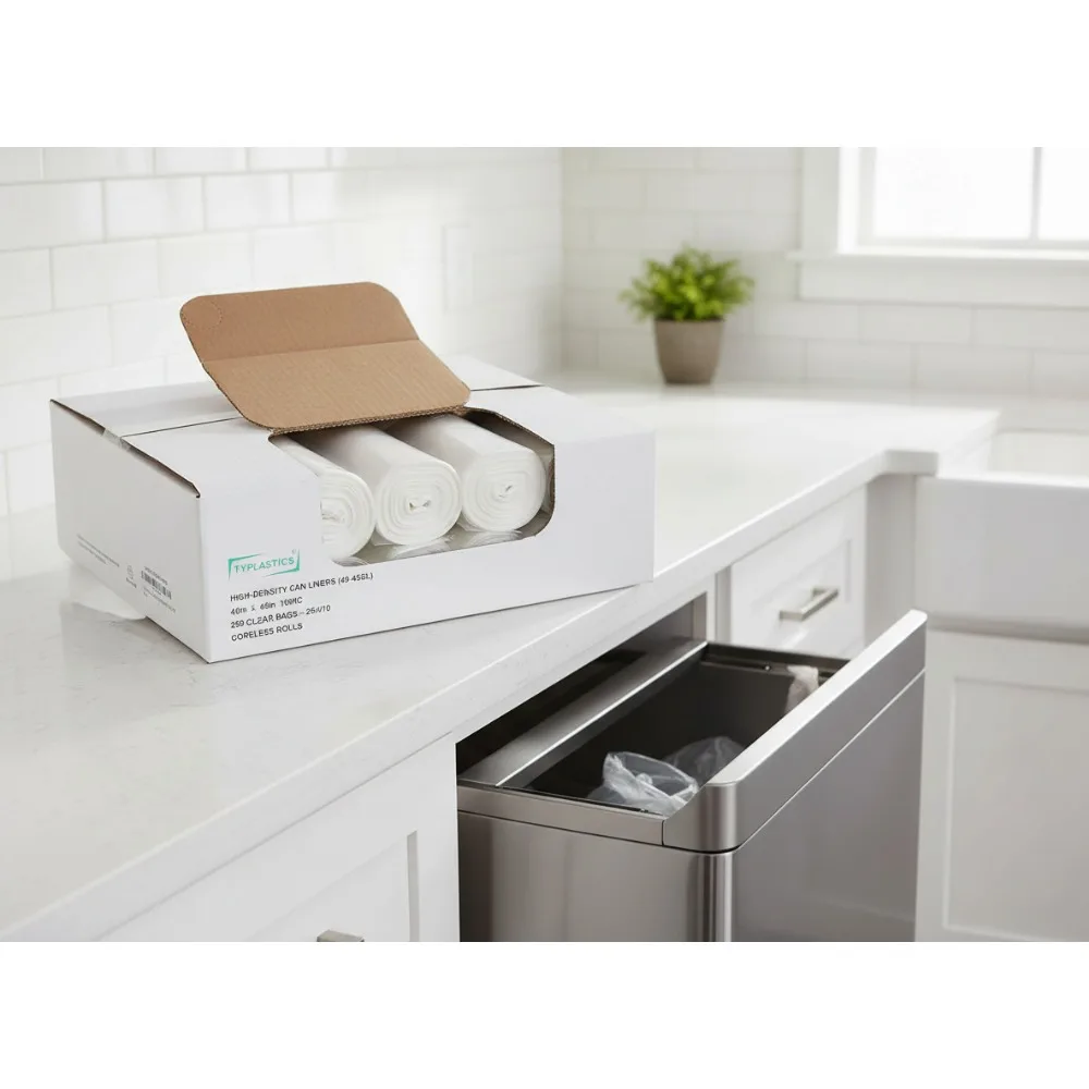 

40-45 Gallon Clear Trash Bags - 250 Count, 40x48 Inch Heavy Duty Garbage Liners for Office and Commercial Use