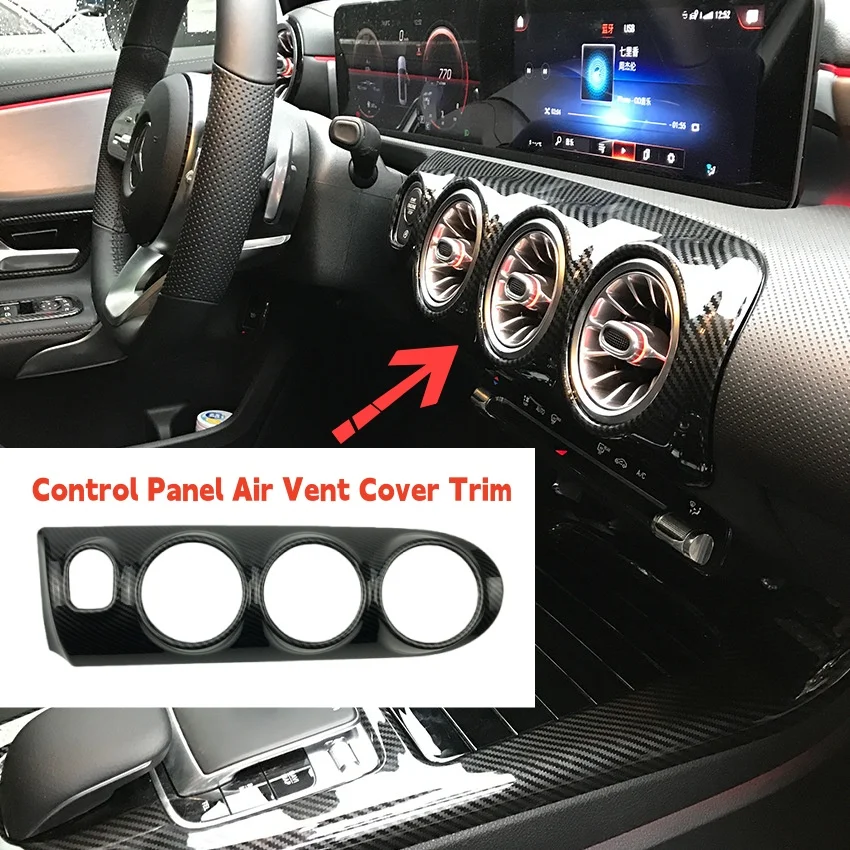 

Carbon Fiber Interior Center Console Control Panel Air Vent Cover Trim For Benz A Class W177 V177 2019-2022 CLA C118 W118 2020+
