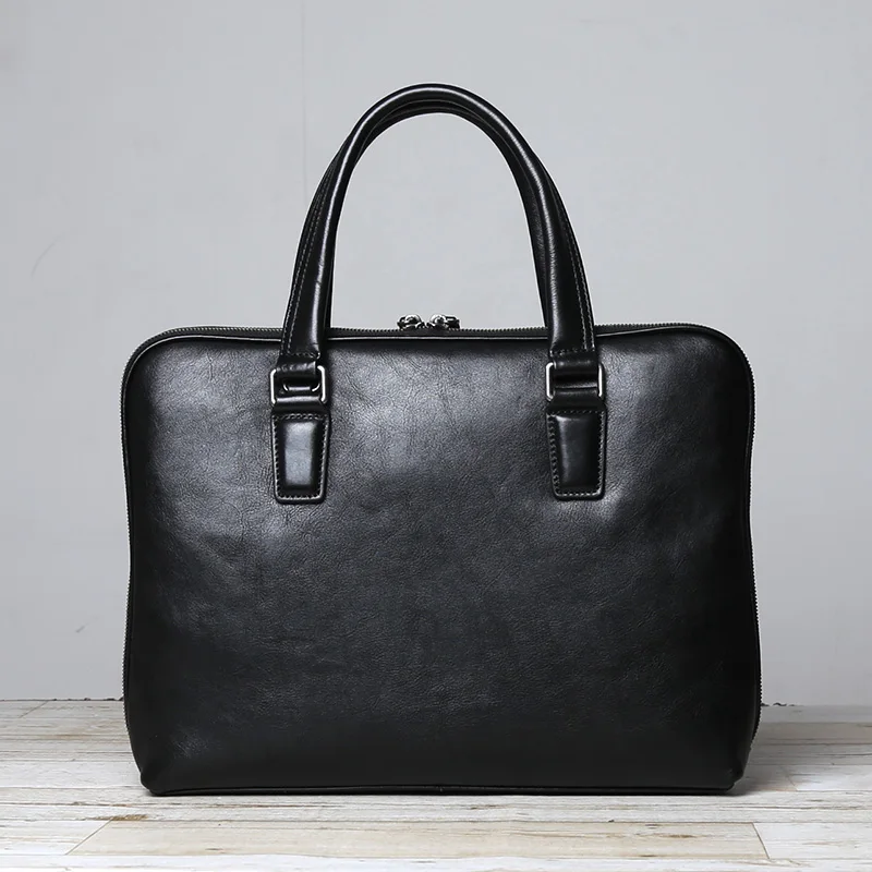 The New First-Layer Leather Men's Handbag Retro Casual Business Leather Briefcase Simple Shoulder Cross-Body Trend Men's Bag