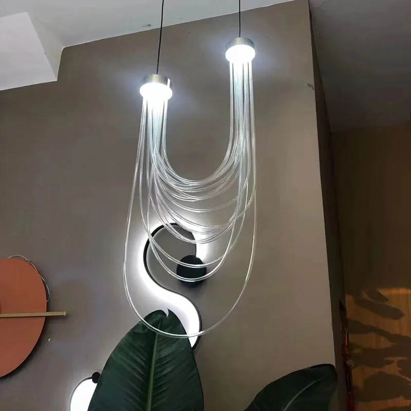 Imagem -05 - Led Transparente Pendant Light Acrílico Pendurado Lâmpada Arame Ajustável Quarto Sala de Jantar Dropshipping Novidade