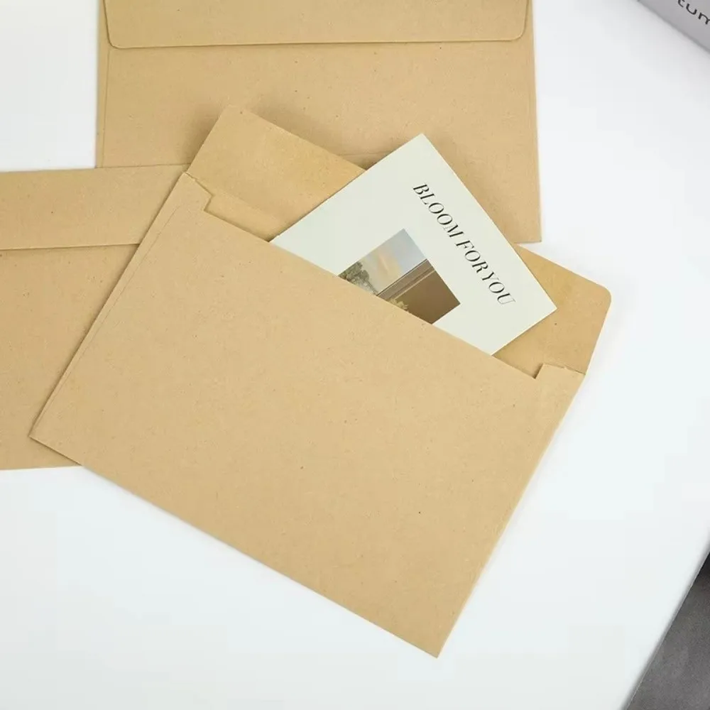 

20pcs Vintage Blank Kraft Envelopes Multi-function Sealing Pe Kraft Paper Postcard Release Adhesive Greeting Card Gift Packaging
