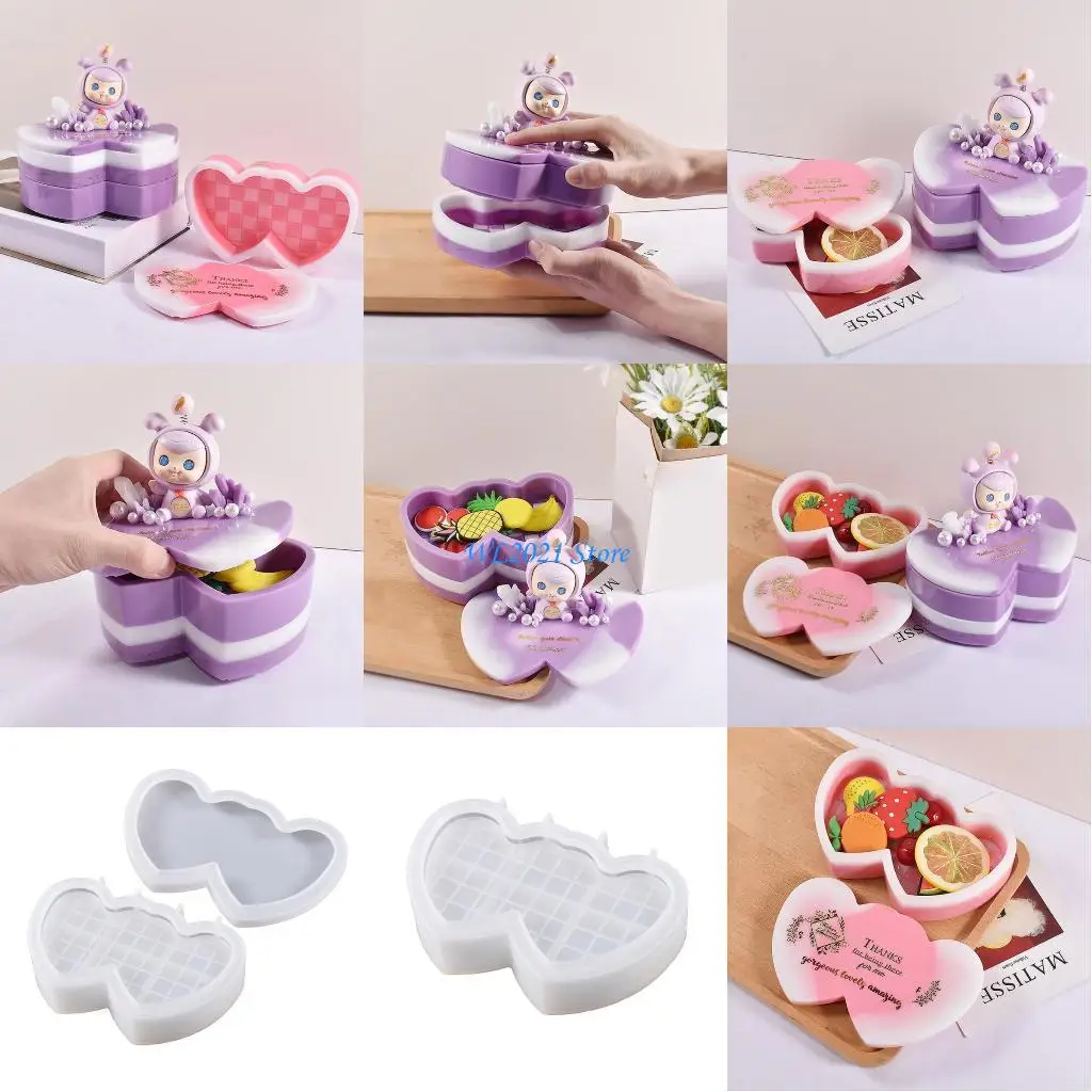 

G5GC Jewelry Box Resin Mold Storage Box Mold Heart Resin Jar Mould for DIY Crafts
