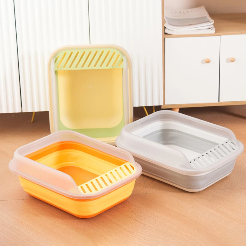 

Foldable Semi-enclosed Large Cat Litter Box Anti-splash Thickened Plastic Pet Toilet for Kitten Puppy Pet Cleaning Supplies