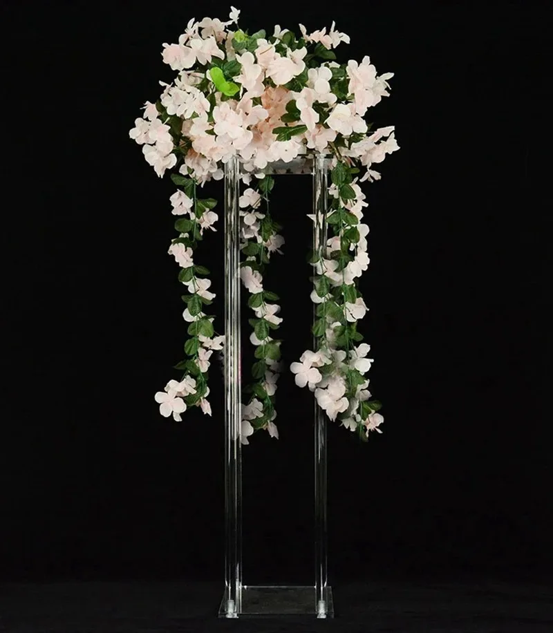 Clear Acrylic Floor Vase, Flower Vase, Table Centerpiece, Marriage, Modern Vintage Floral Stand, Wedding Decorations, 4Pcs