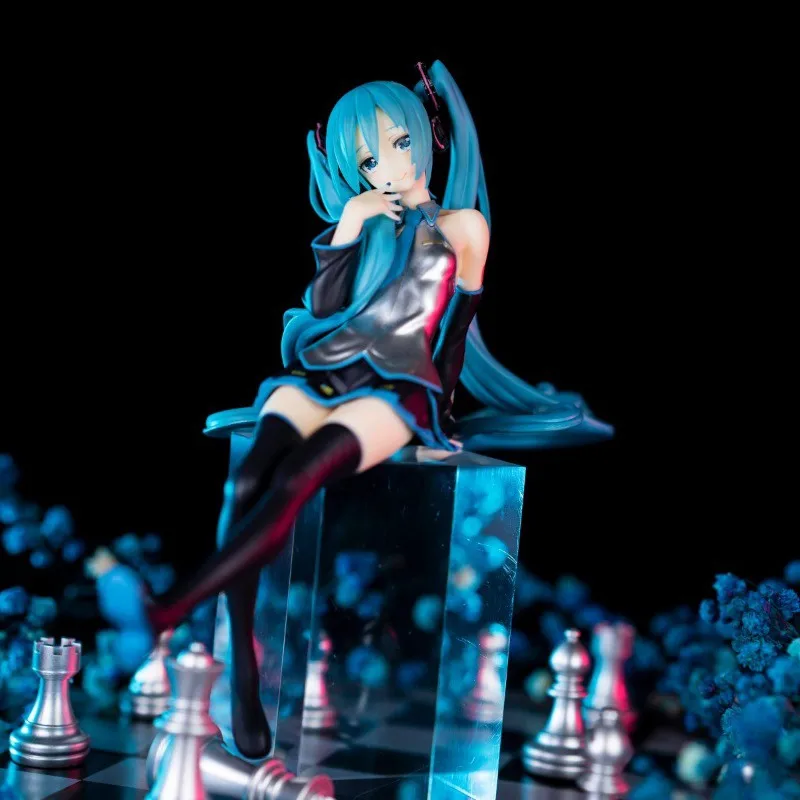 17CM Anime Hatsune Miku rysunek makaron korek rysunek siedzący Model zabawka kolekcja prezentów ozdoba na biurko obudowa komputera lalka pcv