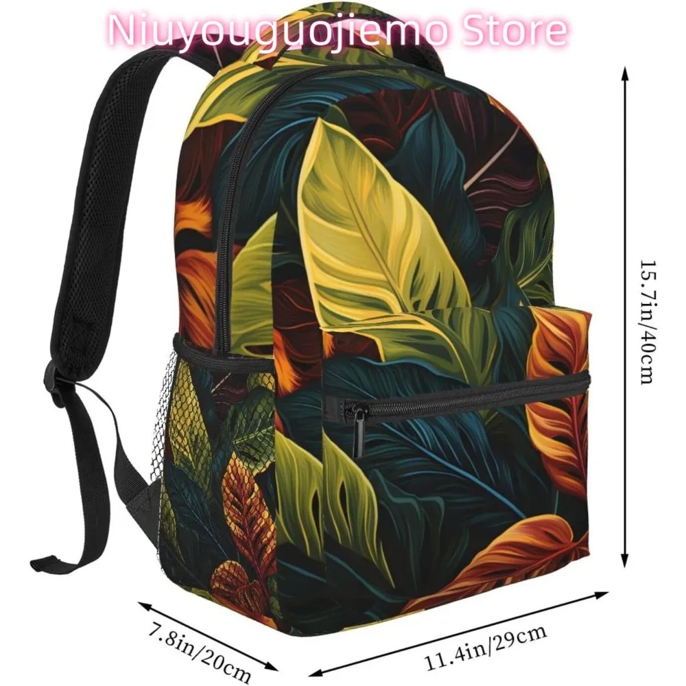 漫画かわいい葉植物軽量ラップトップバックパック軽量多目的旅行カジュアルデイパックユニセックスカレッジバックパック用