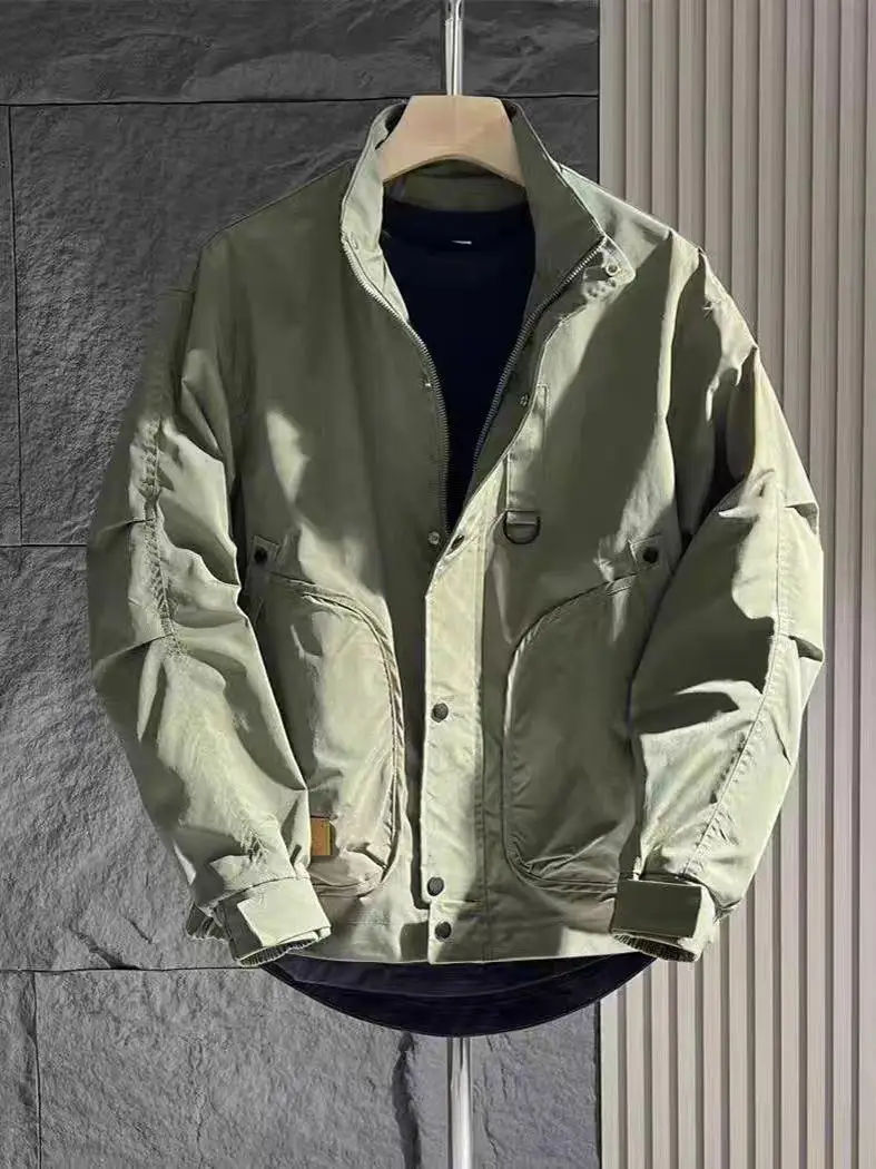 

Мужская повседневная куртка с воротником-стойкой, модный топ Haome, весна-осень 2024, новая простая высококачественная рабочая одежда, верхняя одежда для мужчин