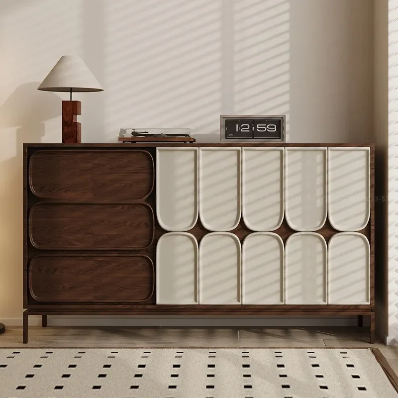 Modern minimalist side cabinet entry solid wood medieval entrance storage cabinet furniture factory