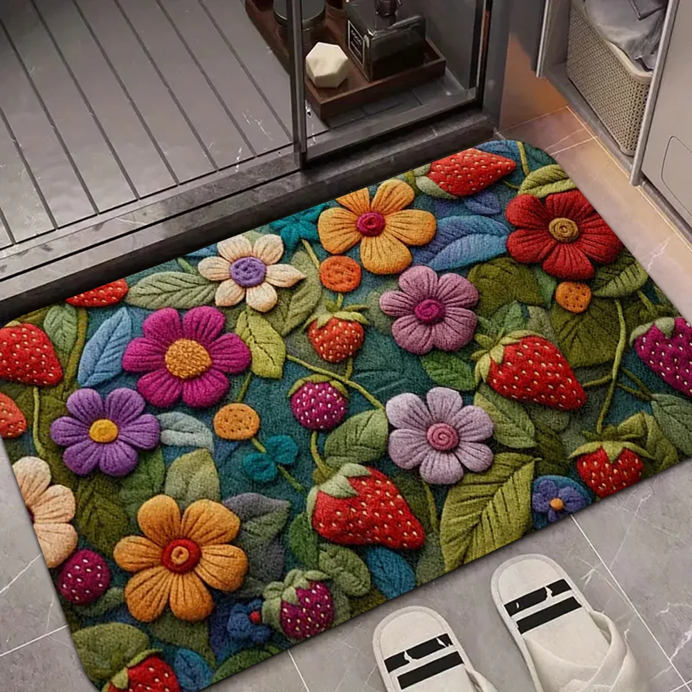 VIKAMA New Three-Dimensional Sense Of Flowers Home Entry Carpet Coffee Table Window Aisle Floor Mat Home Decoration Summer