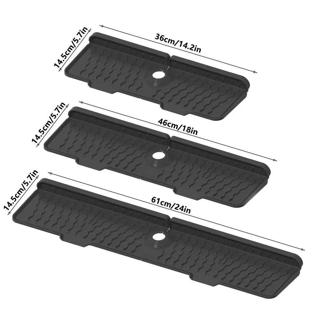 

Portable Silicone Faucet Drain Mat 36/46/61cm Length Anti-slip Sink Splash Guard Adjustable Kitchen Sink Holder for Bathroom