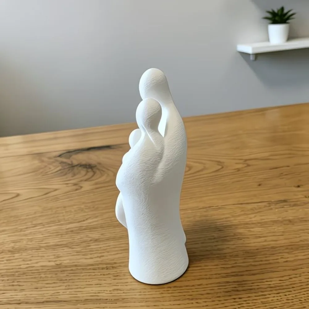3D Printed Sculpture of A Family Hugging of Four Plastic Unique Child Hug Heart Art Figurine Modern Warm Family