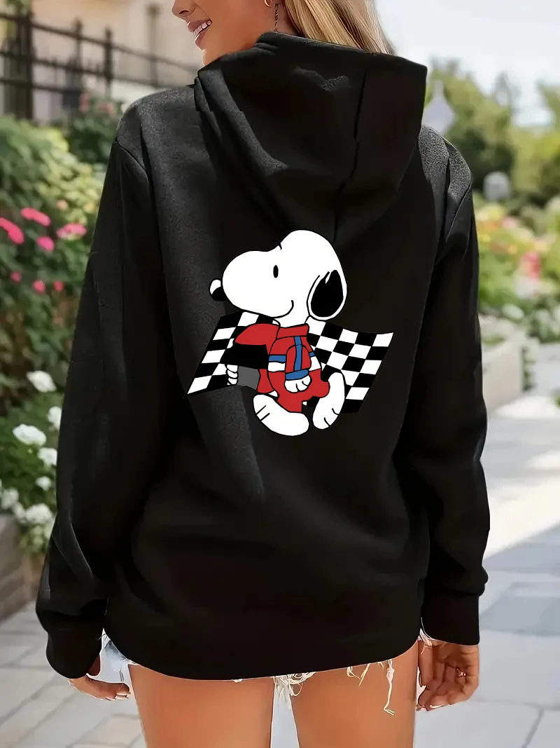 

Car Race Snoopie Dog Hoodie Woman Clothing Long Sleeve Y2k Clothes Hoodie Women's Sweatshirts Hoodie Woman Clothing Hooded Shirt