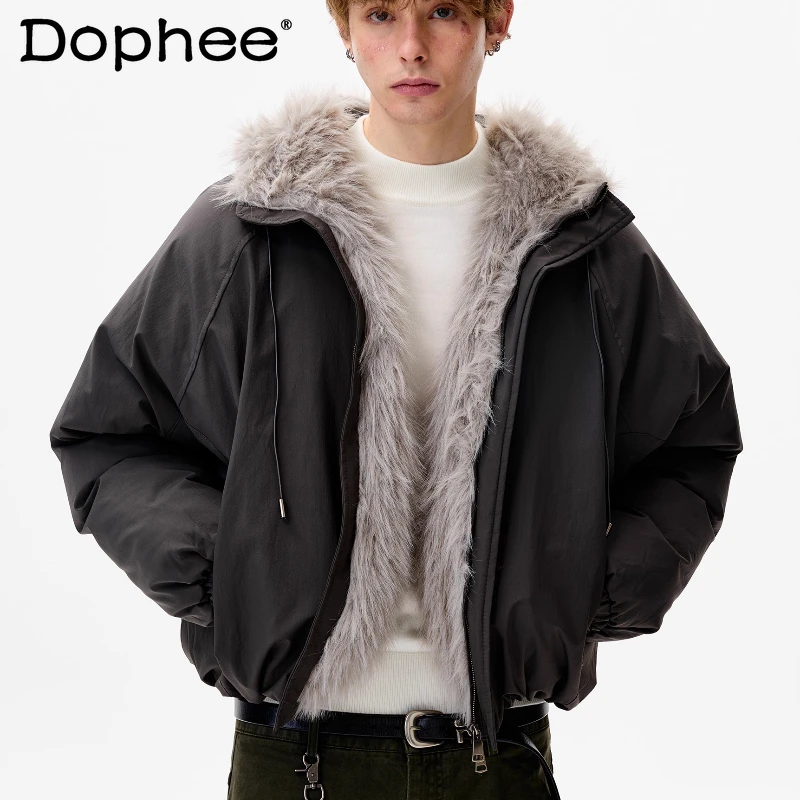 سترات رجالية شتوية جديدة لعام 2025 مزخرفة بجيب سميك سترات عصرية بأكمام طويلة مع قلنسوة معاطف مريحة ودافئة وفضفاضة للرجال #1