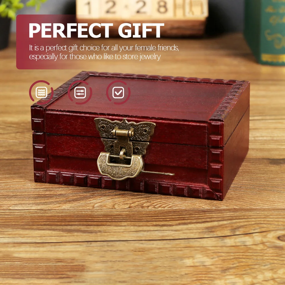 

Деревянная шкатулка для драгоценностей с замком, органайзер для хранения ожерелья, колец, серег, браслета, портативный контейнер для ювелирных изделий, деревянная шкатулка с сокровищами
