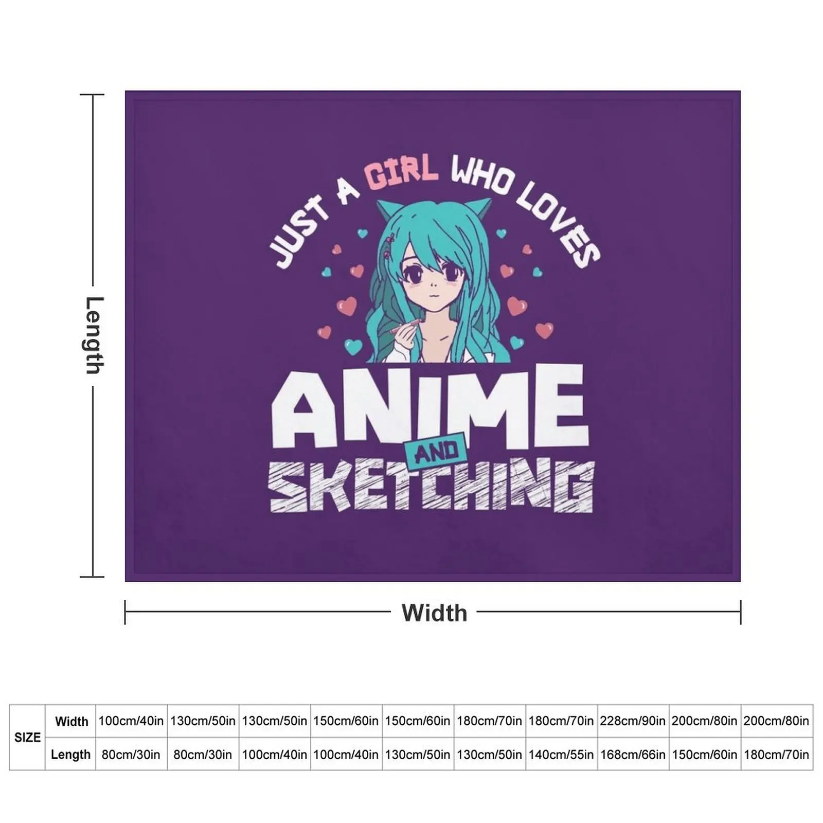 Anime and Sketching For Just a girl who loves Japanese manga and drawing Throw Blanket Bed linens Large Blankets