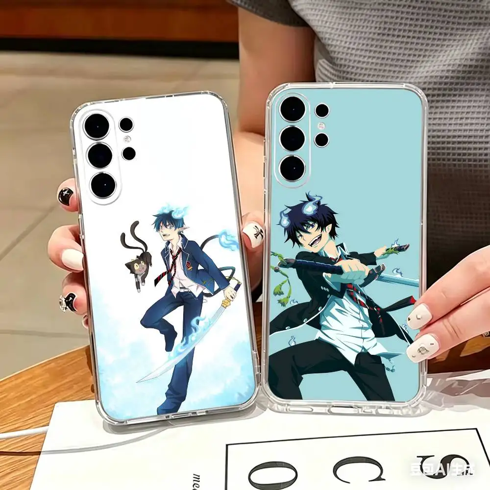 Dark Anime B-Blue E-Exorcist Rin Okumura Clear Hard Phone Case For Samsung S25,24,23,22,21,10,9,Ultra,Plus Transparent Cover