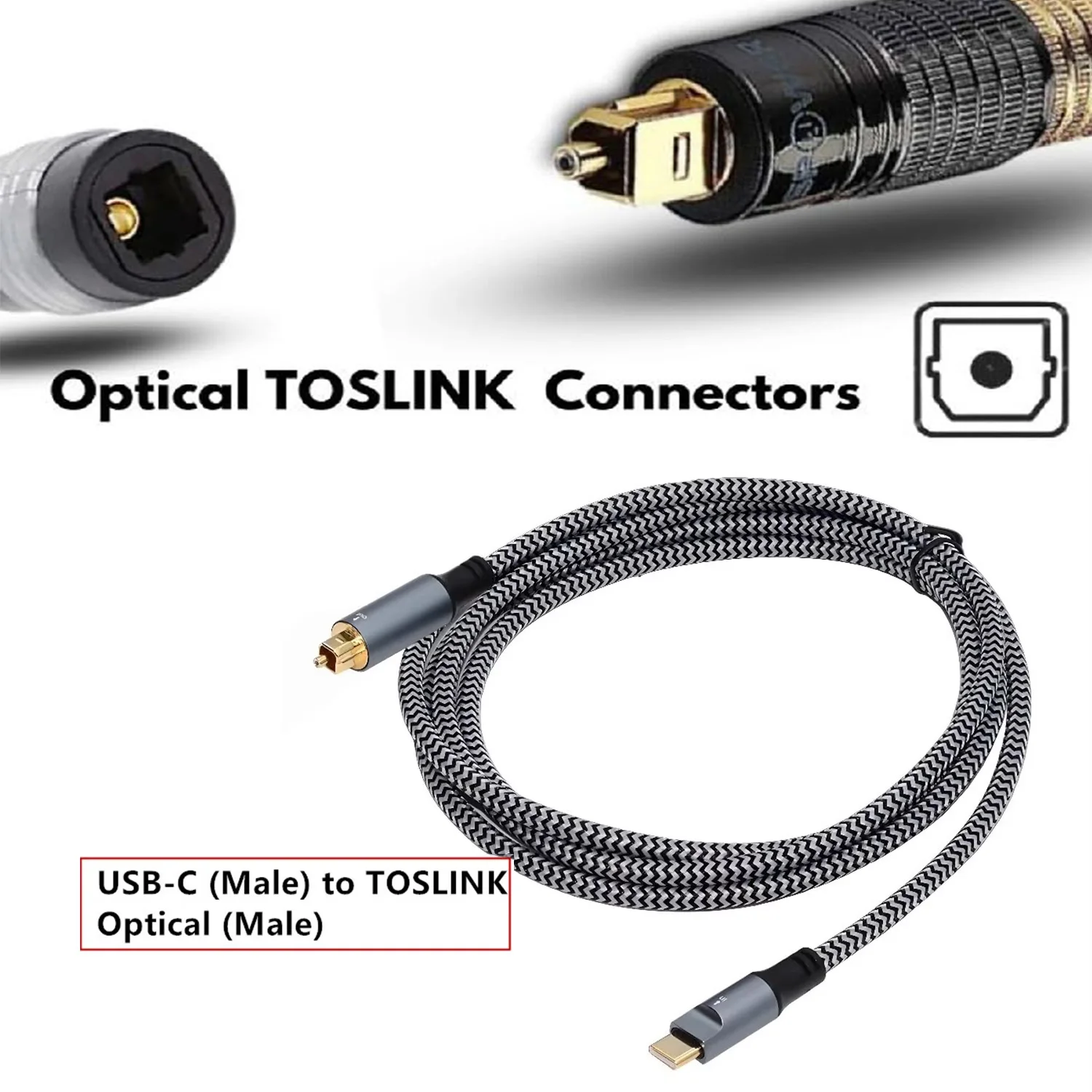 3.94FT 5.9FT 9.9FT 14.76FT USB-C Male to TOSLINK Fiber Optic Male Supports Digital Audio Output In USB-C Devices SPDIF