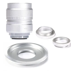 Silver  25mm f/1.4 APS-C CCTV Lens+adapter ring+2 Macro Ring for P anasonic/O lympus Micro4/3 M4/3 Mirroless Camera