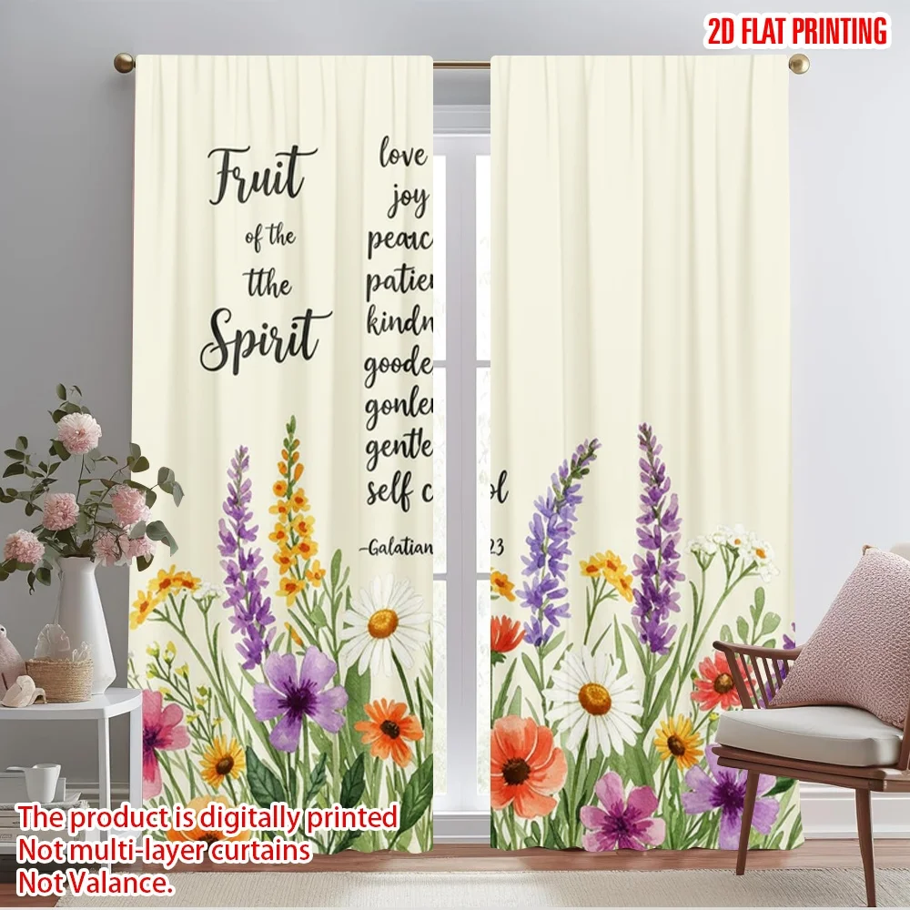 

2pcs 2D flat printing Drapes Fruit Of The Spirit Bible Verse Wall Polyester Without Electricity Seasonal Party & Holiday Decor