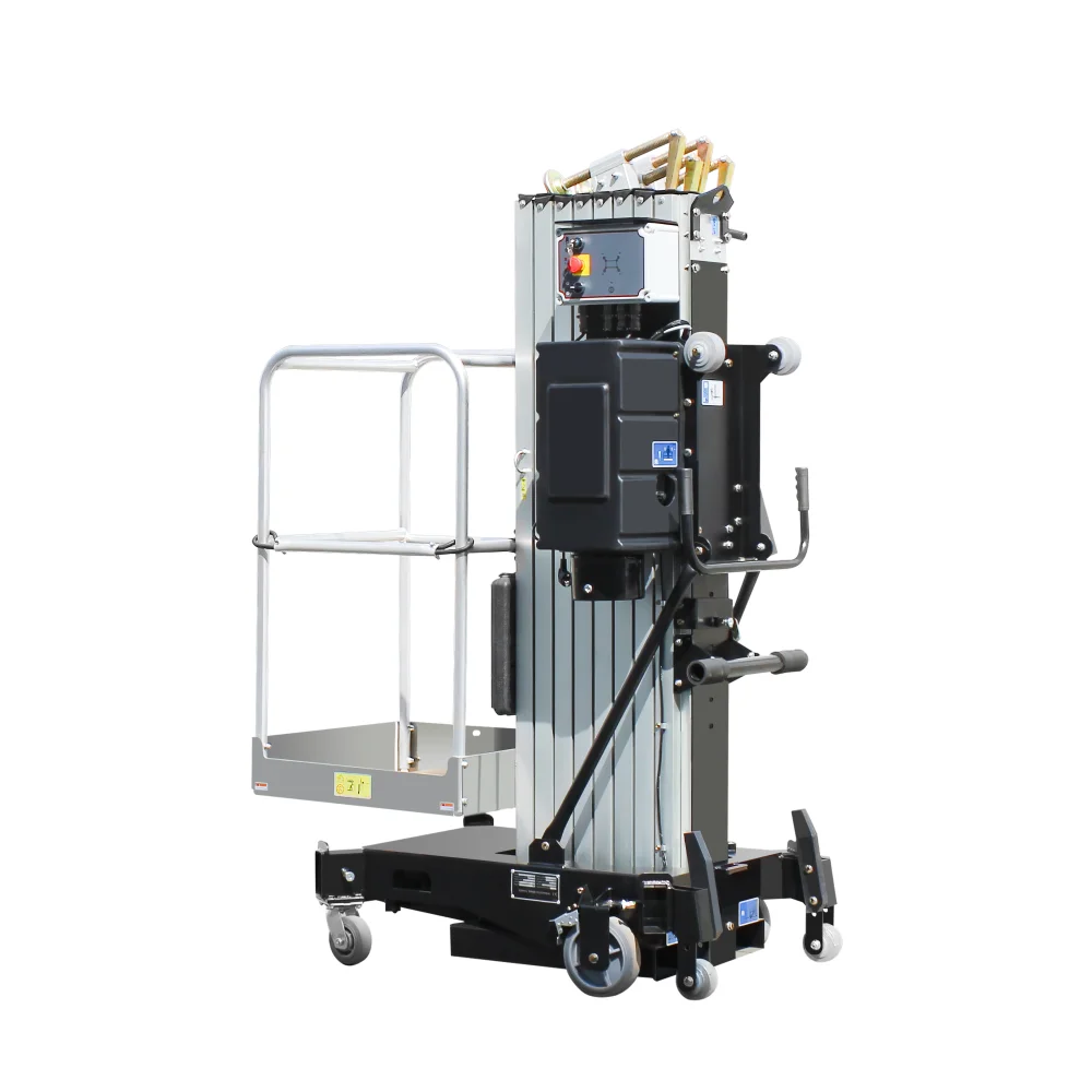 5-12m Hydraulic Electric Lifting Aerial Work Platform Ladder Single Mast Aluminum Scaffolding Manlift