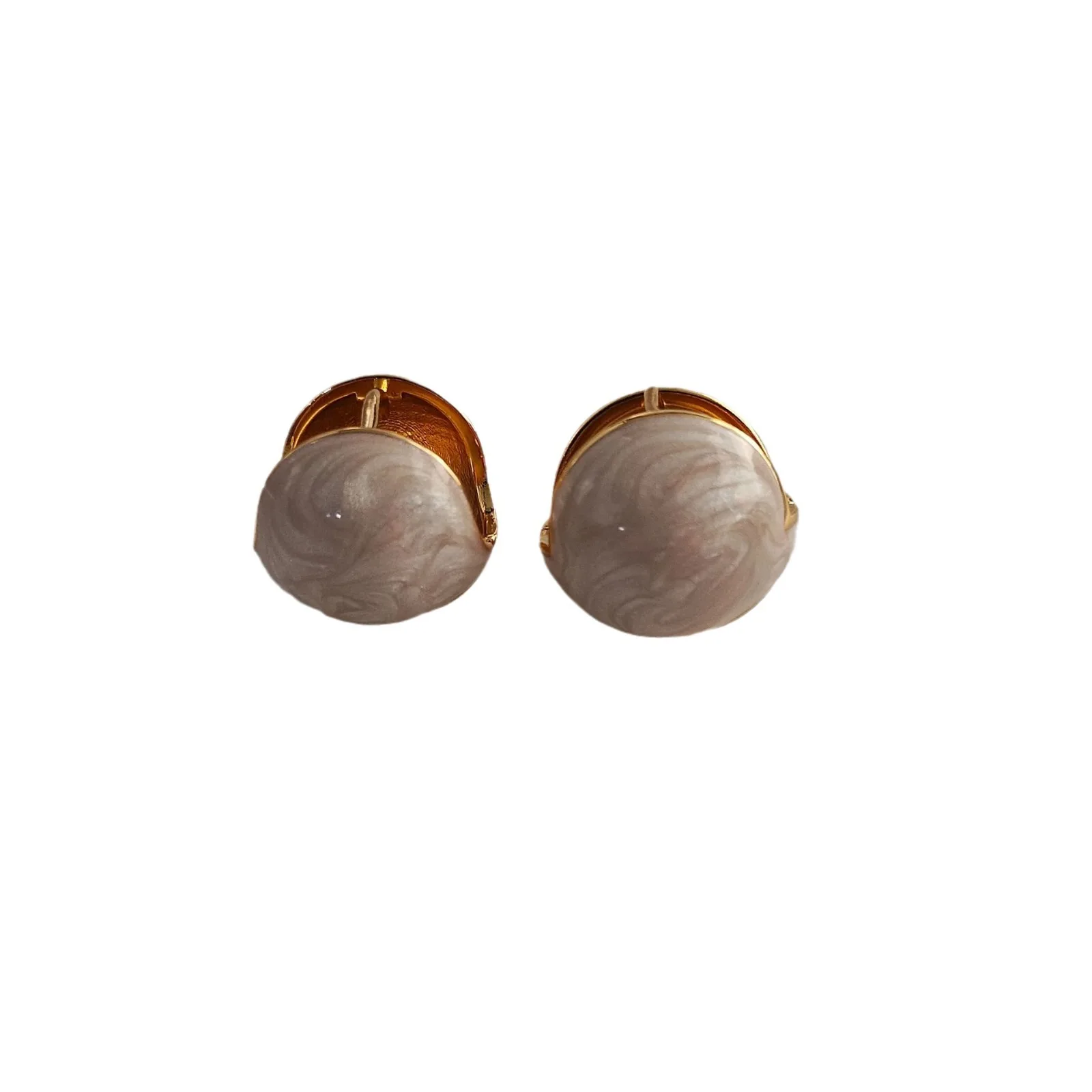 Pendientes de esfera tridimensional de grano de acacia, color caramelo, simple y delicado, esmalte de gota, retro, geométrico, redondo, uso de doble cara