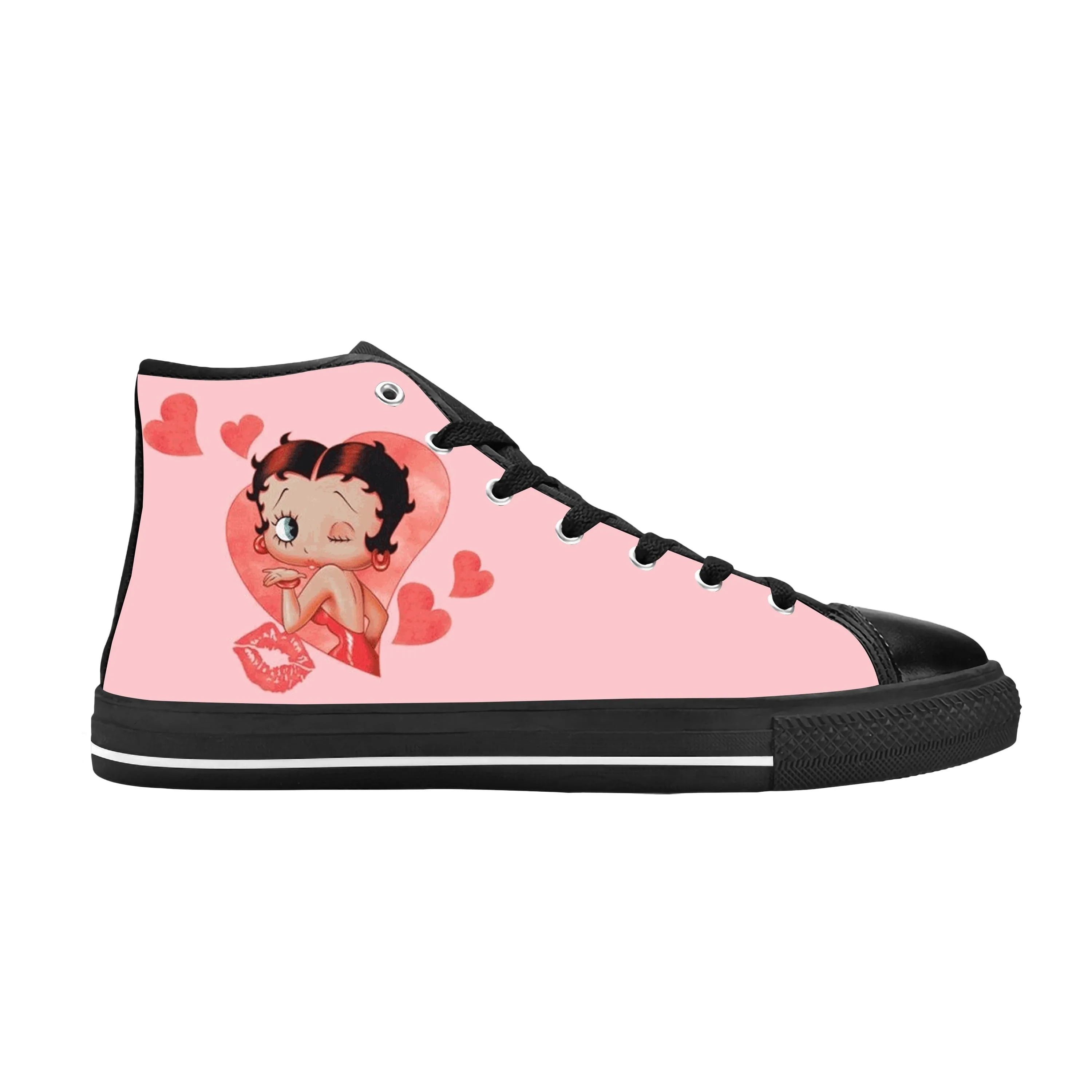 Boops Anime Cartoon Manga Comic Betty Cute Funny Casual Cloth Shoes High Top Comfortable Breathable 3D Print Men Women Sneakers