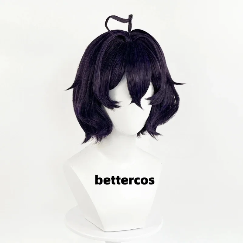 Anime Hiiragi Utena Cosplay Wig Short Scalp Purple Black Wig Heat Resistant Synthetic Wigs Halloween Party Wigs + Free Wig Cap