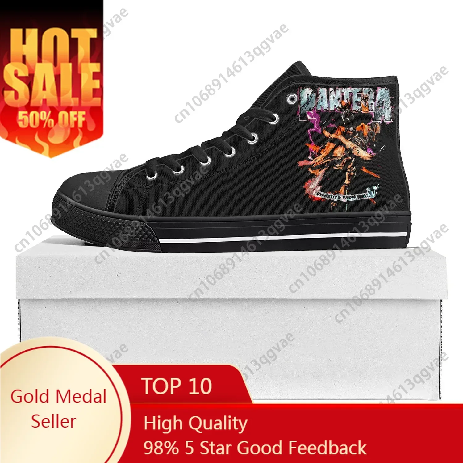 

Pantera Metal Band Pop High Top High Quality Sneakers Mens Womens Teenager Canvas Sneaker Custom Shoe Black Casual Couple Shoes