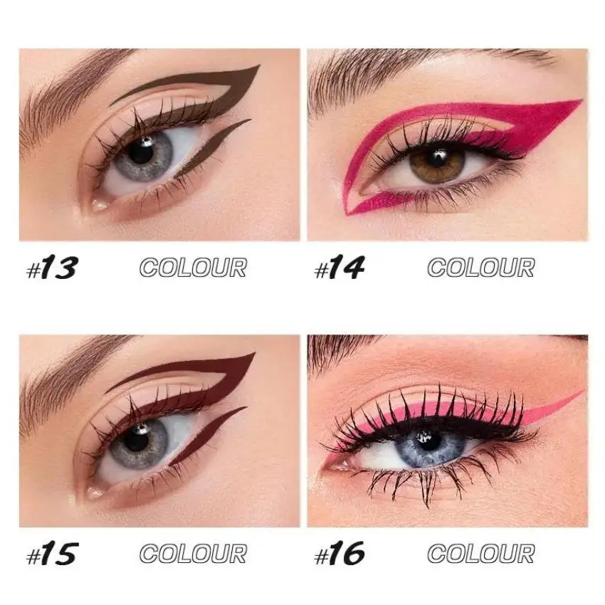 Eyeliner 24 colori Eyeliner liquido colorato resistente al sudore impermeabile a lunga durata eyeliner non fiorito, eyeliner ad asciugatura rapida