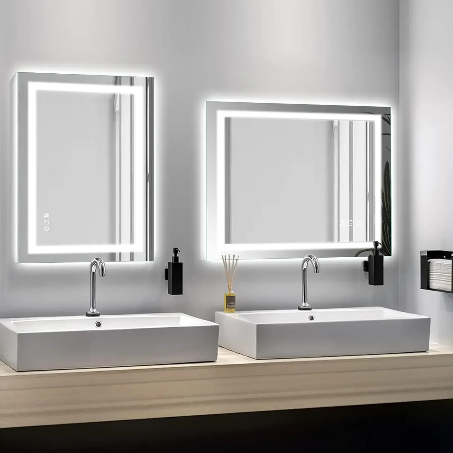 Bathroom Led Wall Mirrors Frameless Bath Mirrors With Led Light Bathroom Lighted Glass Mirror With Waterproof IP44 Rating